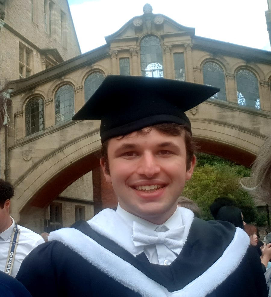George Chantry at his Oxford graduation, in front of the Bridge of Sighs, Oxford